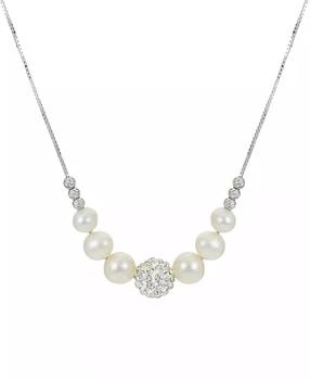 Macy's | Cultured Freshwater Pearl (6 - 8-1/2mm) & Crystal 18" Statement Necklace in Sterling Silver,商家Macy's,价格¥593