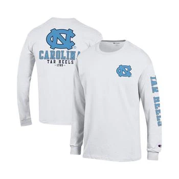 CHAMPION | Men's White North Carolina Tar Heels Team Stack Long Sleeve T-shirt 