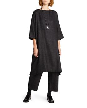 推荐3/4-Sleeve Wide A-Line Scoop-Neck Dress - Lined  (3/4 Length)商品