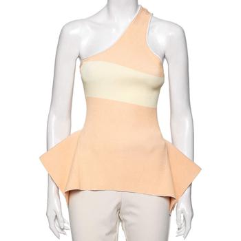 ROLAND MOURET, ROLAND MOURET | Roland Mouret Peach Rib Knit Macan One Shoulder Top L商品图片 4.5折
