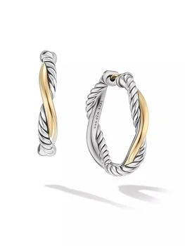David Yurman | Petite Infinity Hoop Earrings in Sterling Silver with 14K Yellow Gold, 17.3MM,商家Saks Fifth Avenue,价格¥5439