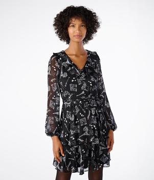 Karl Lagerfeld Paris | PRINTED CHIFFON RUFFLE DRESS商品图片,额外8折, 额外八折