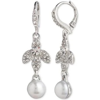Givenchy | Silver-Tone Crystal & Imitation Pearl Linear Drop Earrings,商家Macy's,价格¥313