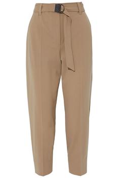 product Cropped belted wool-blend tapered pants image