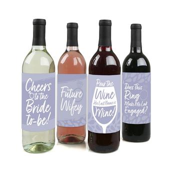 推荐Purple Elegantly Simple - Wedding or Bridal Shower Guest Party Favors Decorations  - Wine Bottle Label Stickers - Set of 4商品