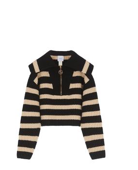 推荐Striped Sweater In Ribbed Wool With Zip商品