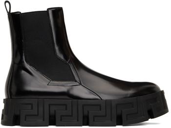 Versace | Black Greca Labyrinth Chelsea Boots商品图片,独家减免邮费