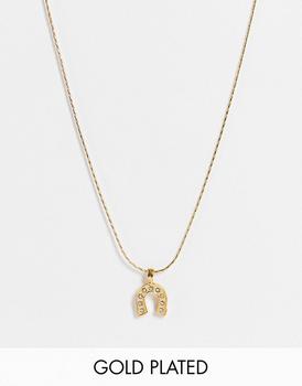 product ASOS DESIGN 14k gold plated necklace with horse shoe pendant image