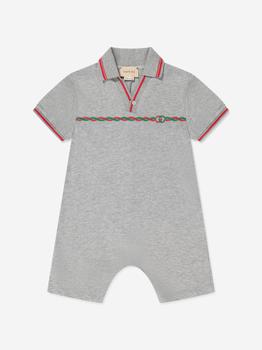 Gucci | Baby Boys Polo Romper in Grey商品图片,额外8折, 额外八折