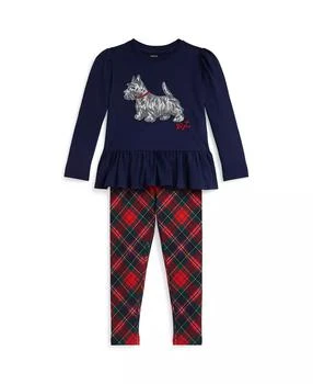 Ralph Lauren | Girls 2T-6X 2-Piece Dog Print T-Shirt and Plaid Leggings Set,商家Macy's,价格¥585