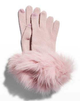 推荐Knit Cashmere Touch-Sensitive Gloves w/ Fur Cuff商品