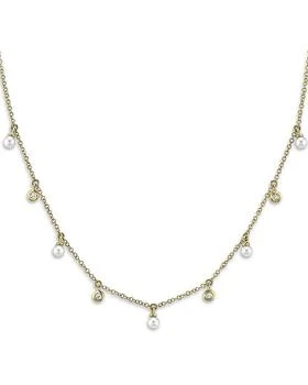 Moon & Meadow | 14K Yellow Gold Jackie Cultured Freshwater Pearl & Diamond Bezel Collar Necklace, 18",商家Bloomingdale's,价格¥4340