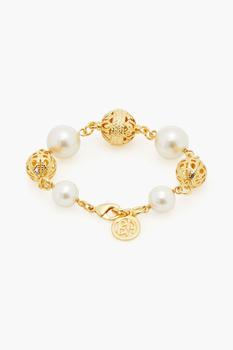 商品24-karat gold-plated faux pearl bracelet图片
