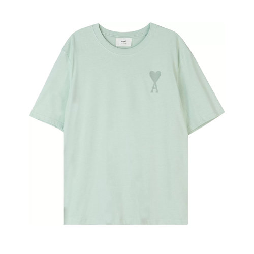 推荐现货 Ami 22年春夏新款 男士绿色纯有机棉爱心刺绣短袖T恤UTS002.726441商品