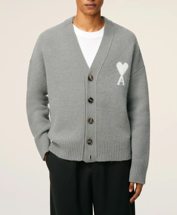 AMI | 【秋冬新品】AMI 男女同款ADC羊驼毛混纺云朵开衫 爱心V领（香港仓发货）,商家Terri Wonder,价格¥2906