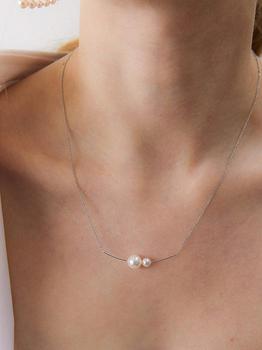 商品Two pearls Necklace Silver图片