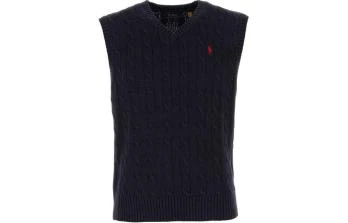 Ralph Lauren | [预售3天]小马图案绞花针织背心 男款 黑色,商家AMRAP,价格¥1179