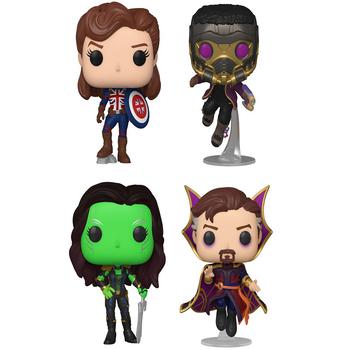 商品Funko | Marvel POP What if Collectors Captain Carter T'Challa Star Lord Gamora and Doctor Strange Supreme 4 Piece Set,商家Macy's,价格¥344图片