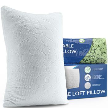 商品Everlasting Comfort | Everlasting Comfort Adjustable Pillow - Green Tea Shredded Memory Foam Pillow with Customizable Loft for Back, Stomach, Side Sleepers - Cooling Pillowcase and Hypoallergenic Bamboo Cover (Queen),商家Amazon US editor's selection,价格¥254图片