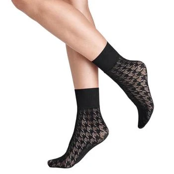 Wolford | Ladies Black Dylan Houndstooth Net Socks,商家Jomashop,价格¥44