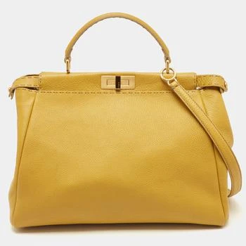 推荐Fendi Yellow Selleria Leather Large Peekaboo Top Handle Bag商品