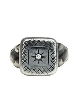 Bottega Veneta | Bottega Veneta Men's Cubic Zirconia Studded Silver Ring,商家stork,价格¥1054