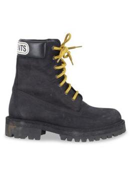 推荐Vetements Trucker Leather Boots With Logo Patch In Black Suede Boots商品