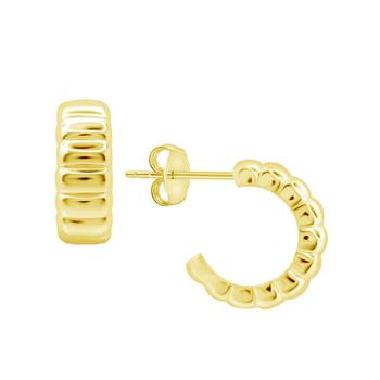 Essentials | And Now This High Polished Puff Ribbed C Hoop Post Earring in Silver Plate or Gold Plate商品图片,2.5折