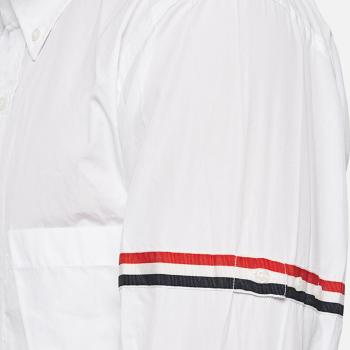 thom browne衬衫新款, Thom Browne | Thom Browne 男士白色双臂红黑双杠棉质系扣衬衫 MWL150E-03113-100商品图片 独家减免邮费