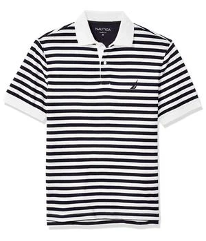 Nautica | Men's Classic Fit 100% Cotton Soft Short Sleeve Stripe Polo Shirt 