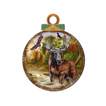 商品Designocracy | Woodsy Moose Ball Wooden Ornaments, Set of 2,商家Macy's,价格¥142图片