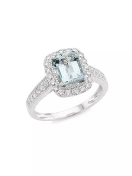 Saks Fifth Avenue Collection | 14K White Gold, Aquamarine & 0.52 TCW Diamond Ring,商家Saks Fifth Avenue,价格¥17816