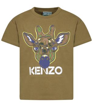 Kenzo | Kenzo Kids T-shirt Verde Con Giraffa E Logo商品图片,9.3折