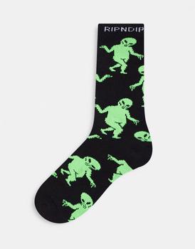 Rip N Dip | RIPNDIP alien dance party socks in black with all over print商品图片,