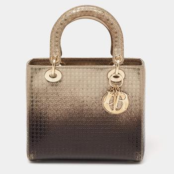 迪奥托特包, [二手商品] Dior | Dior Ombre Gold Microcannage Patent Leather Medium Lady Dior Tote商品图片 7.4折, 满1件减$100, 满减