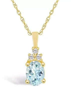 Macy's | Aquamarine (1-1/7 Ct. T.W.) and Diamond (1/10 Ct. T.W.) Pendant Necklace in 14K Yellow Gold,商家Macy's,价格¥24521