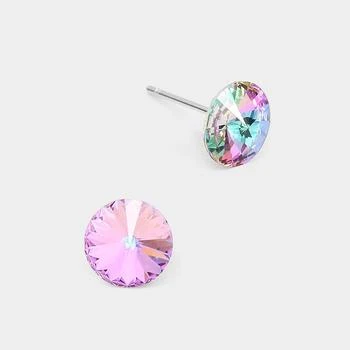 FASHNZFAB | 8mm Round Crystal Stud Earrings - Violet,商家Premium Outlets,价格¥136