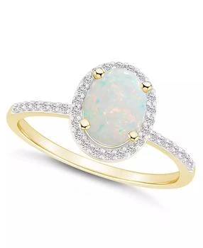 Macy's | Lab-Grown Opal (1/2 ct. t.w.) and Lab-Grown Sapphire (1/5 ct. t.w.) Halo Ring in 10K Gold,商家Macy's,价格¥1963