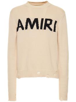 amiri衬衫真假, AMIRI | Logo Intarsia Cotton Blend Knit Sweater商品图片 额外8.5折, 额外八五折