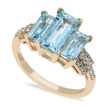 Macy's | Aquamarine (3 ct. t.w) & Diamond (1/2 ct. t.w.) Ring in 14K Yellow Gold,商家Macy's,价格¥19829