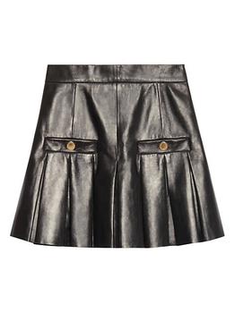 推荐Jo Pleated Leather Mini Skirt商品