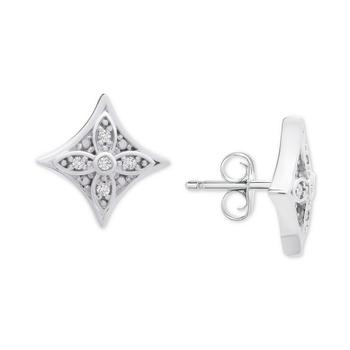 Macy's | Diamond Star Stud Earrings (1/10 ct. t.w.) in Sterling Silver商品图片,1.7折