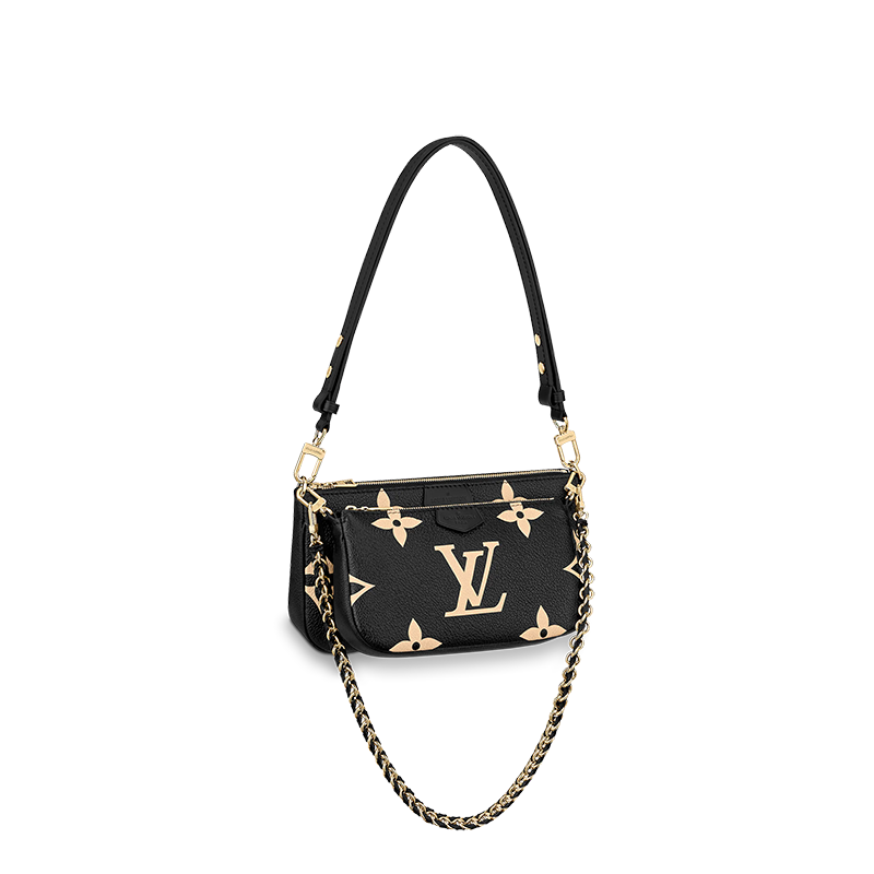 推荐【预售3-7天】LouisVuitton/路易威登22春夏新款MULTIPOCHETTEACCESSOIRES系列女士黑色牛皮革老花压纹粒面牛皮金扣单肩斜跨手提包M45777商品