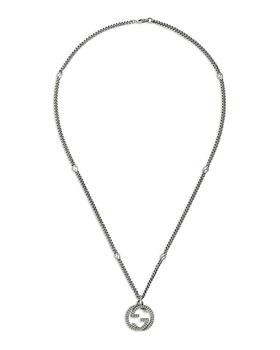 推荐Sterling Silver Double G Logo Pendant Necklace, 19.7"商品