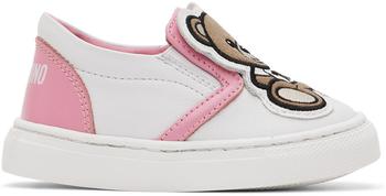 商品Baby White & Pink Teddy Slip-On Sneakers图片