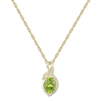Macy's | Peridot (3/8 ct. t.w.) & Lab-Created White Sapphire (1/10 ct. t.w.) Framed 18" Pendant Necklace in 14k Gold-Plated Sterling Silver,商家Macy's,价格¥924