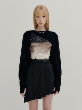 商品Cashmere Signature Unbalanced Bolero Knit Top_Black,商家W Concept,价格¥534图片