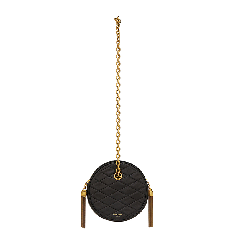 Yves Saint Laurent | SAINT LAURENT PARIS/圣罗兰 YSL LE MAILLON系列 女士黑色羊皮革圆形链条手拿包商品图片,7.4折×额外9.3折, 包邮包税, 额外九三折