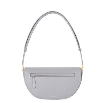 Burberry | 【预售3-7天】BURBERRY/博柏利 21秋冬新款Olympia系列 女士小号灰石南花色小牛皮弧形单肩手提腋下包80441781商品图片,8折, 包邮包税