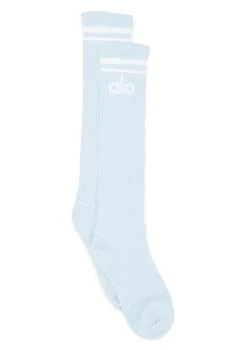 Alo | Women's Knee-High Throwback Sock - Powder Blue/White 